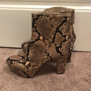 Zara leather snakeskin booties
